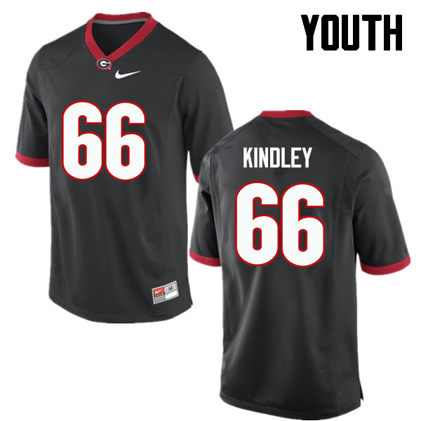 Youth Georgia Bulldogs #66 Solomon Kindley College Football Jerseys-Black - Click Image to Close